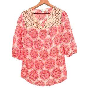 Calypso St. Barth For Target 100% Silk Pink Medallion Print Blouse Size Large